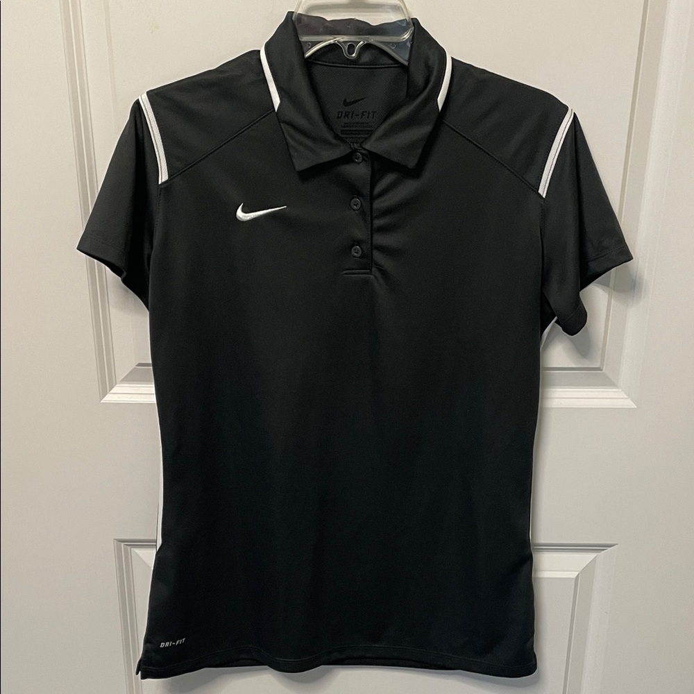 Nike Dark Gray Button-Down Dri-FIT Shirt with White Accents